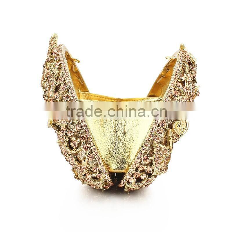 2016 Newest latest india Rhinestone Crystal gold rose pattern party wear clutch gem purse (88162A-C)