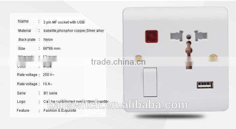 electrical multi 3 pin MF usb plug socket
