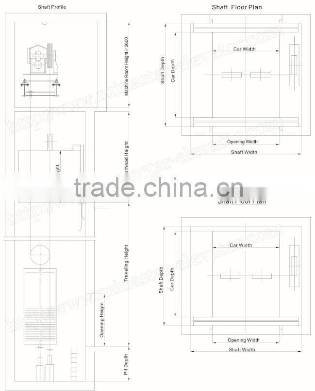 VVVF 1000kg 2000kg 3000kg 0.5m/selevator cargo lift hydraulic warehouse cargo elevator