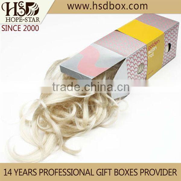 2016 matte lamination custom hair extension packaging, folding drawer paper hair extension packaging box