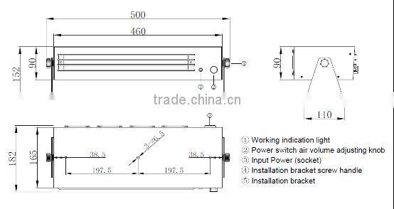 AP-AC2459 Horizontal ion fan overhead industrial ionizing air blower