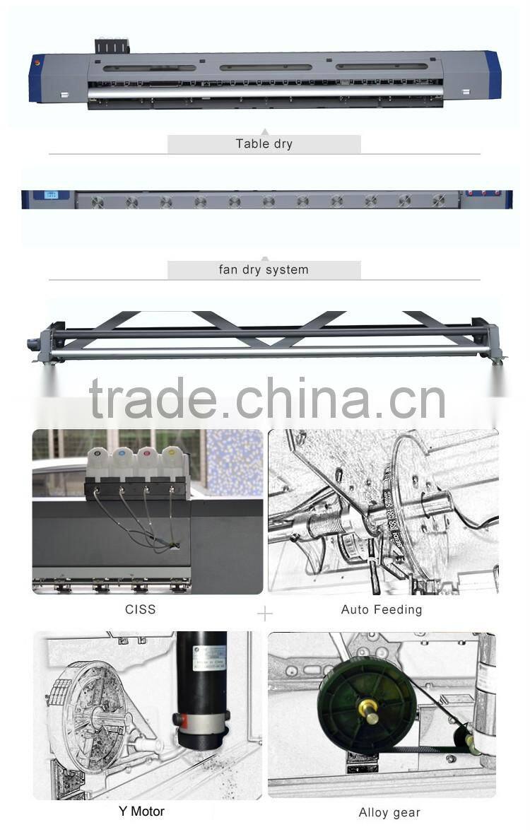 3.2m one dx7 head 4 color polyester uv ink print printer