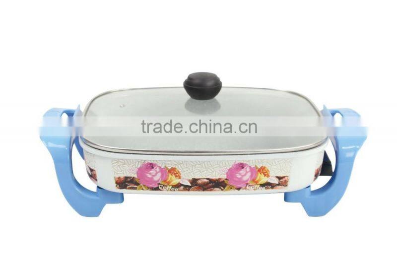 Non-stick aluminium ceremic square electric skillet