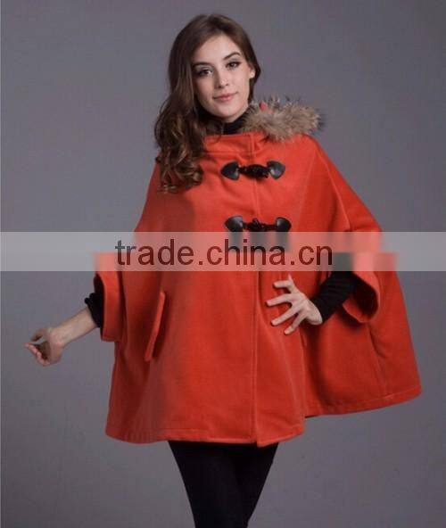2015 Fashion Loose Europe Style Sexy Coat Long Sleeve Fur Collar Party Special Design Ladies Coat