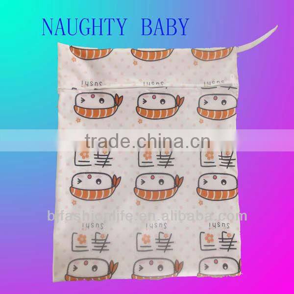 Wholesale waterproof cloth diaper wet bag one or two pocket travel diaper bag