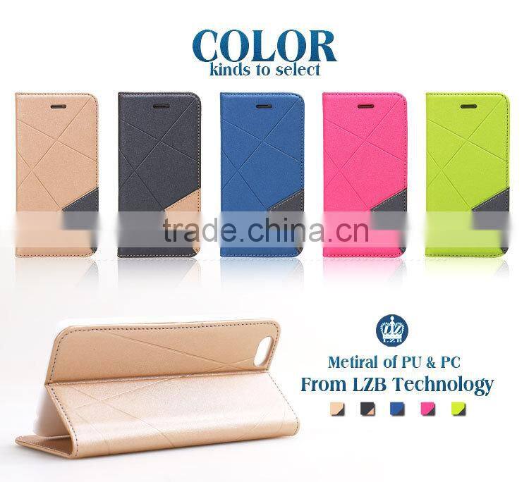 LZB Wholesale custom leather cell phone cases for iphone 5s flip cover with stand