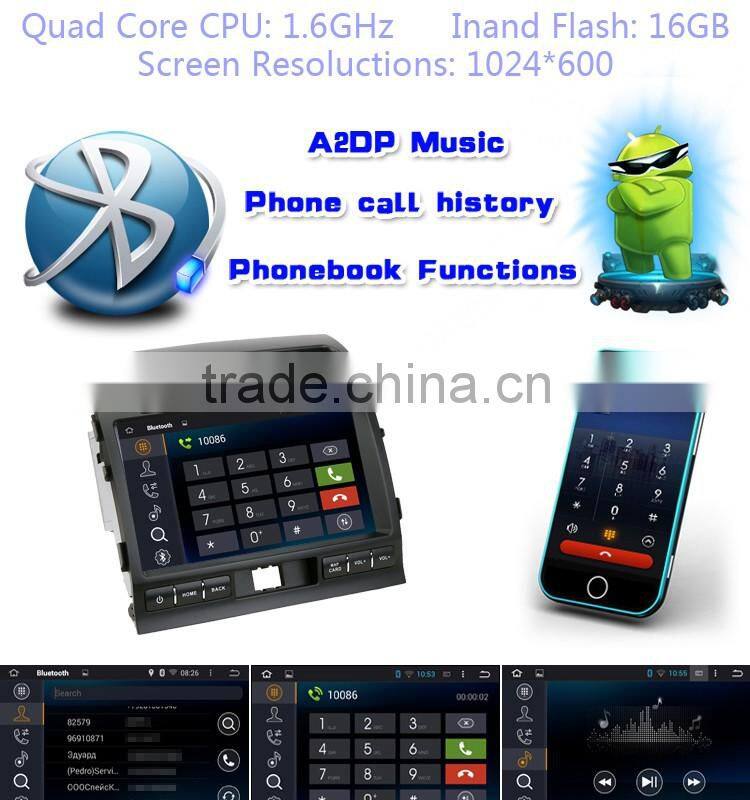 Quad Core Pure android 4.4.4 Car GPS for Toyota Land Cruiser 200 with Capacitive screen 1.6G CPU 1G RAM Radio audio player