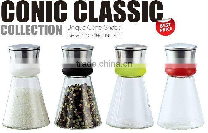 SINOGLASS 1 pc square shape galss spice jar with see-through lid