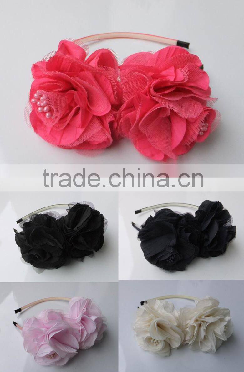 beautiful fabric and net flower hairbands with flower heart