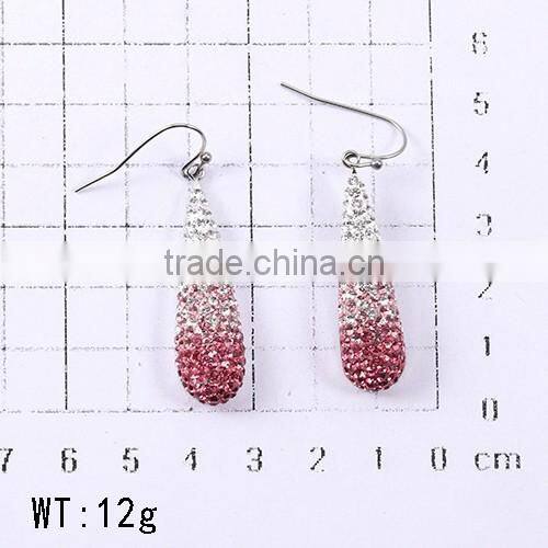 Mexican classical hot selling 3161 stainless steel pink rhinestone hanging earrings