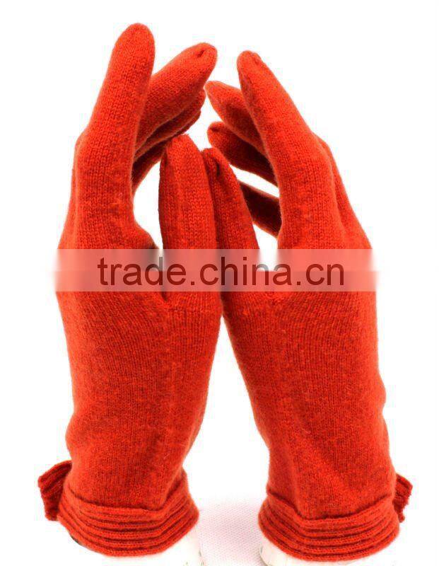 Woman's 100%Wool knitted Gloves/mittens with buckle decoration