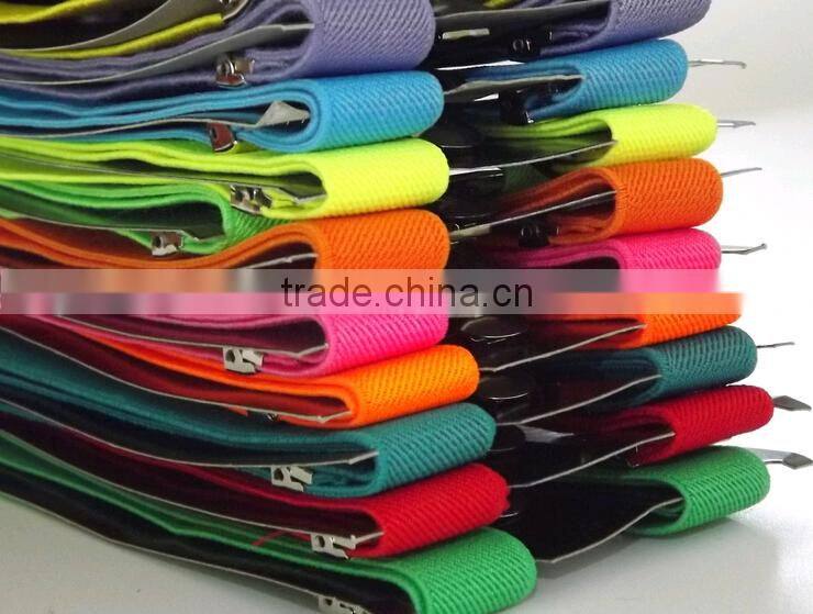 Mens Womens Candy color Clip-on Suspenders Elastic Y-Shape Adjustable Braces Solids