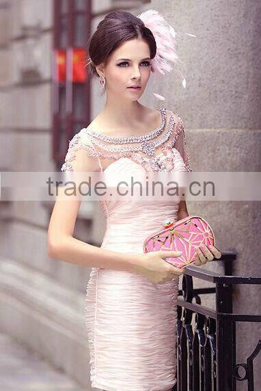 2014 metal mesh and leather evening bags fashion clutch Evening Bag