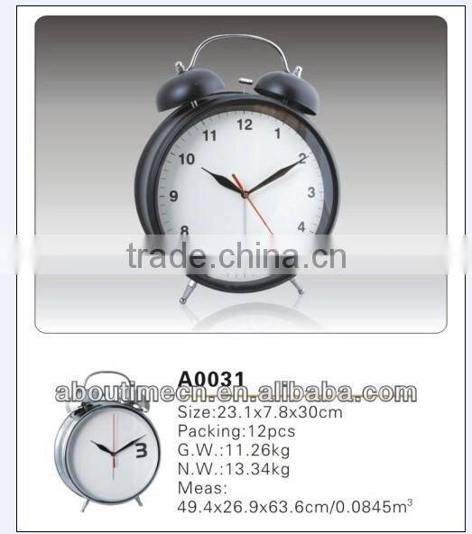 Alarm metal cute table clcok with bell for Home/office decoration