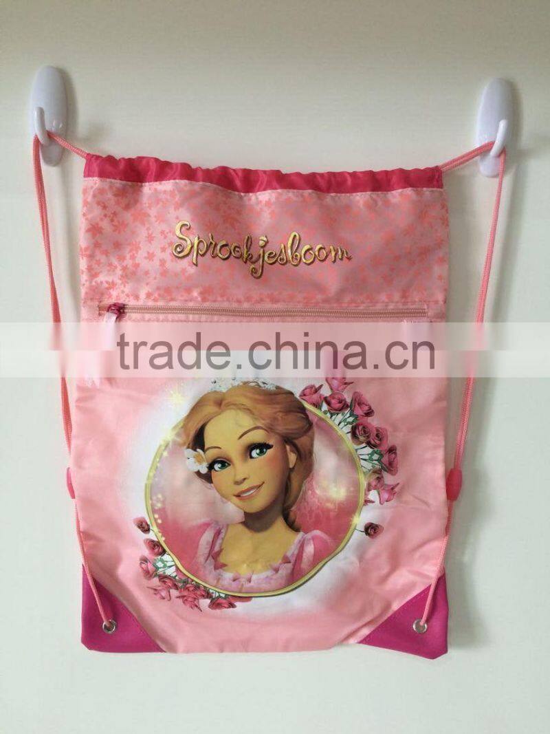 Pink Pretty Image Drawstring Backpack for Girls