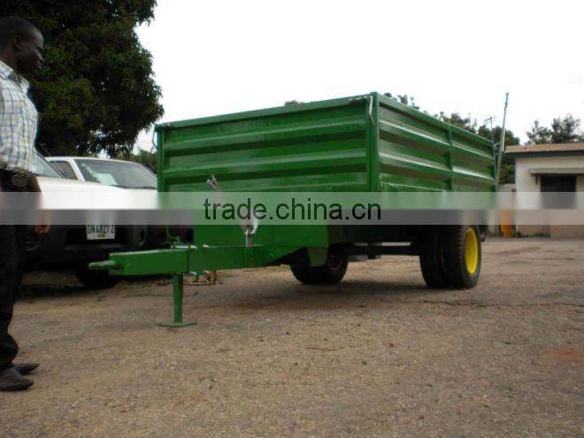 it is suitable for transporting in the farm land.double axle trailer