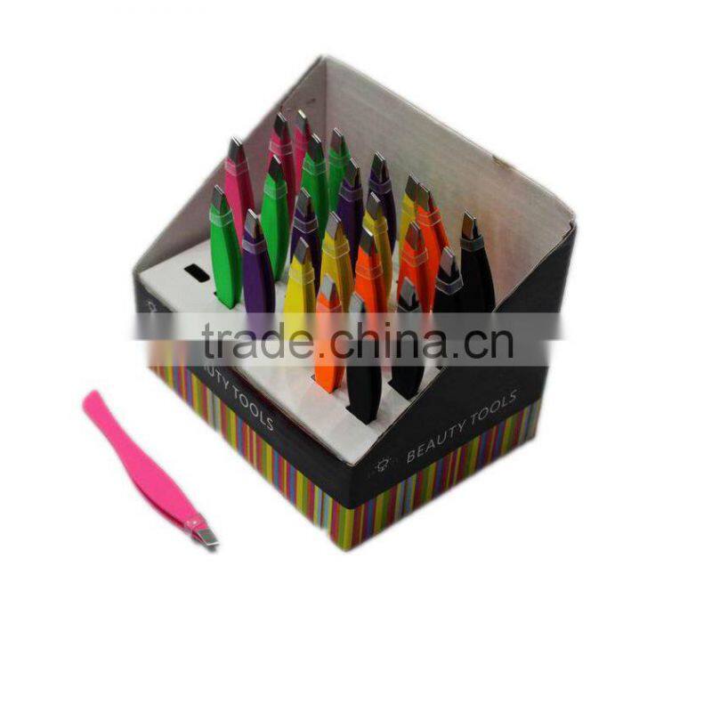 High end package eyebrow tweezers in plastic case