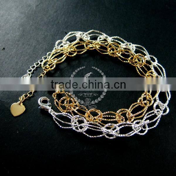 19cm 14K light gold plated brass faceted rhombic link fashion DIY bracelet supplies 1900072