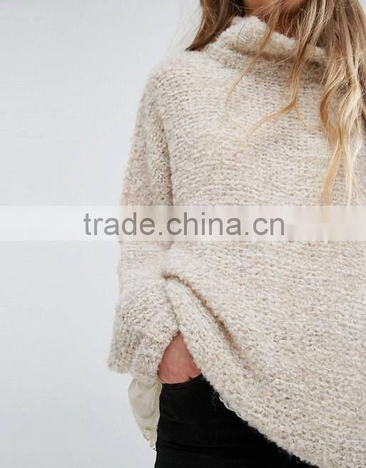 Guangzhou Factory manufacturer Roll neck plus size sweaters 2016 Custom