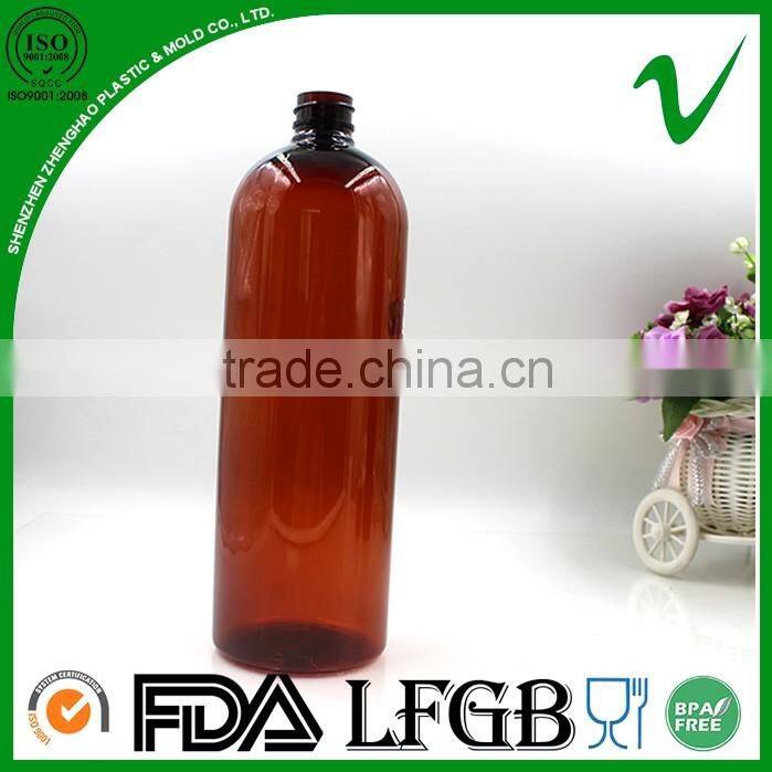 1litr PET empty amber color plastic bottles for shampoo with high quality