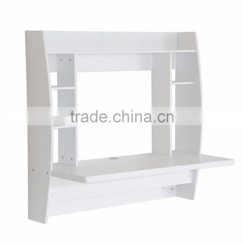 Space Savings Wooden Simple Computer Desk On The Wall