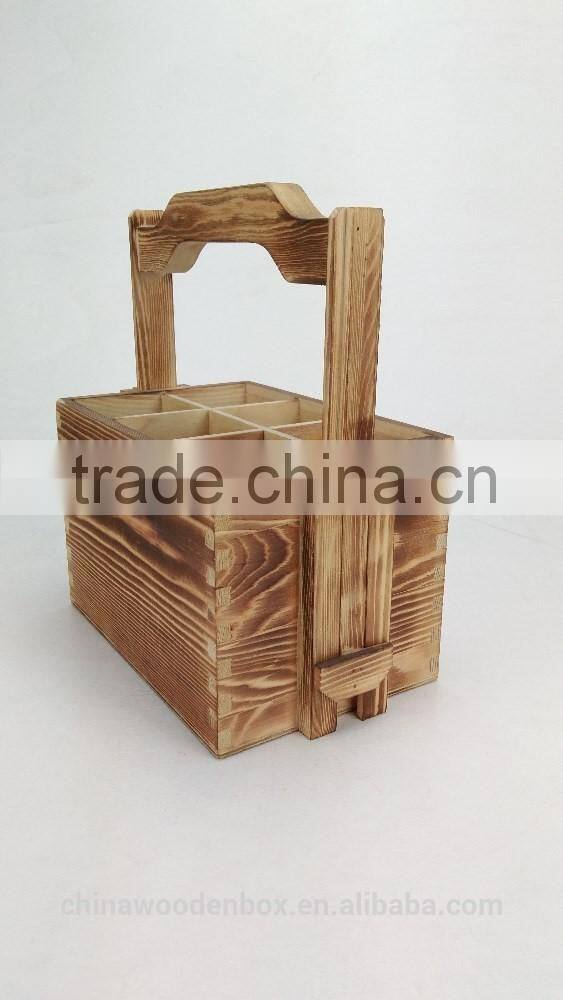 2016 popular six grids wooden tea box with handle