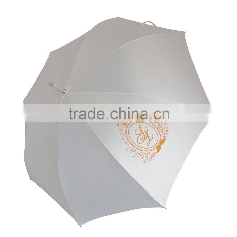 White plain aluminum material custom printing long umbrella