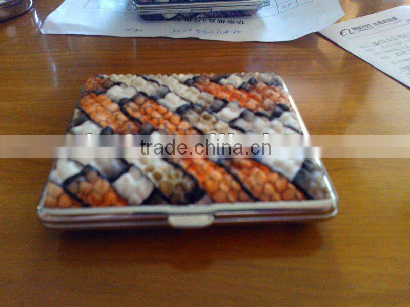 genuine leather covered metal cigarette case novely design