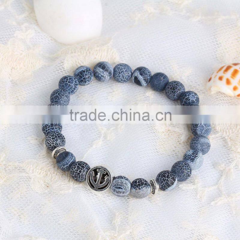 Europe fashionable 2016 SILVER bangle dinosaur stone beads bracelet jewelry