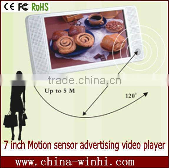 Low Cost Auto Loop Play Super 7 TFT Lcd TV Micro HD Lcd Display Advert Motion Sensor Video Player