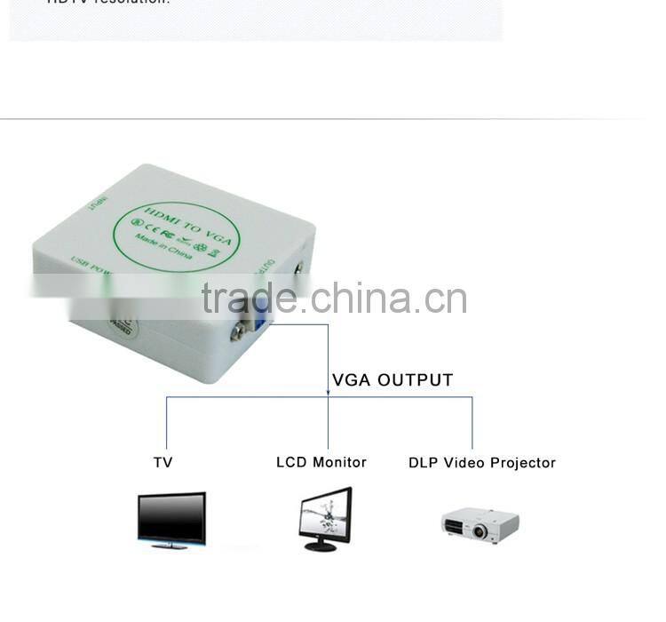 Good quality for media players to change H DMI to VGA converter box