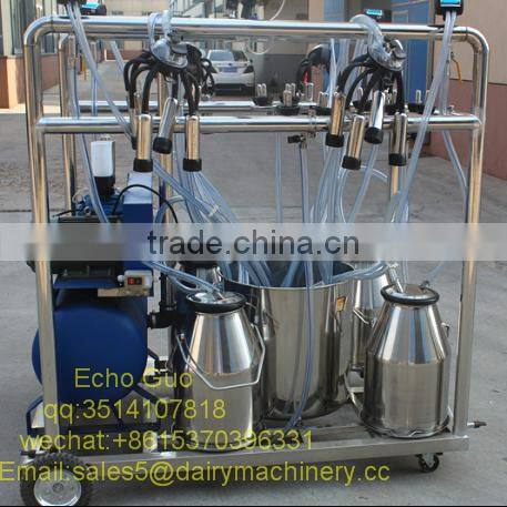 Four Buckets Motor Electric Gasoline Engine Mobile Milking Machine for Cow Buffalo