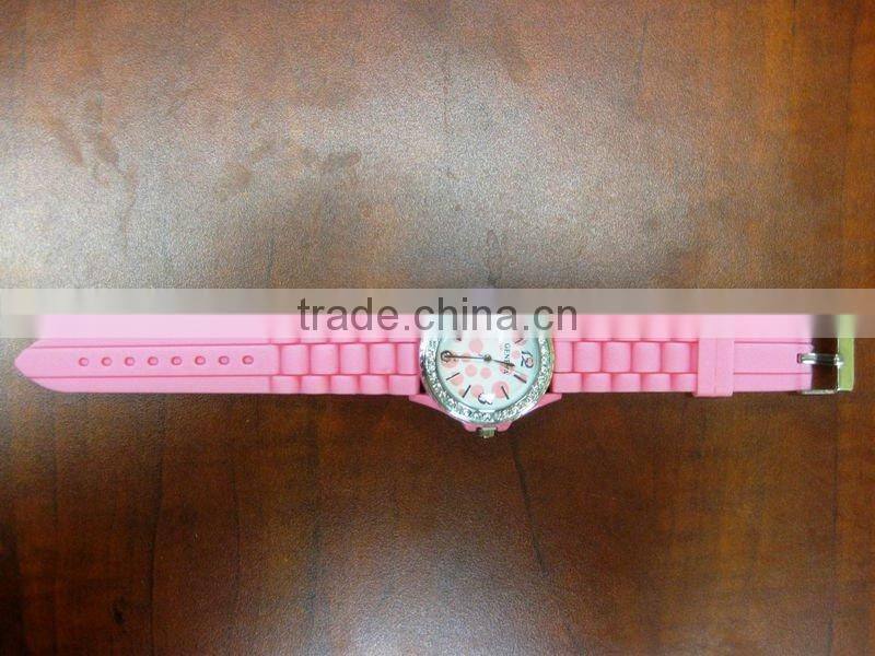 silicone strap watch,pink strap watch