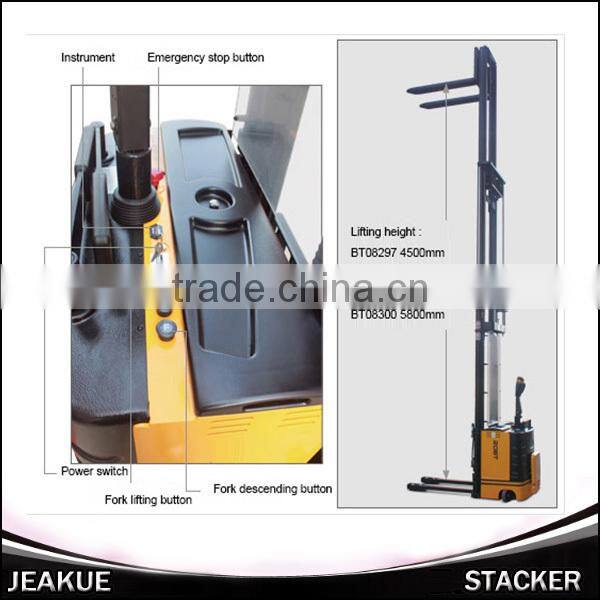 2015 ShenChuan Newest Newly Design High Lift Electric Stacker Standing Operation Type