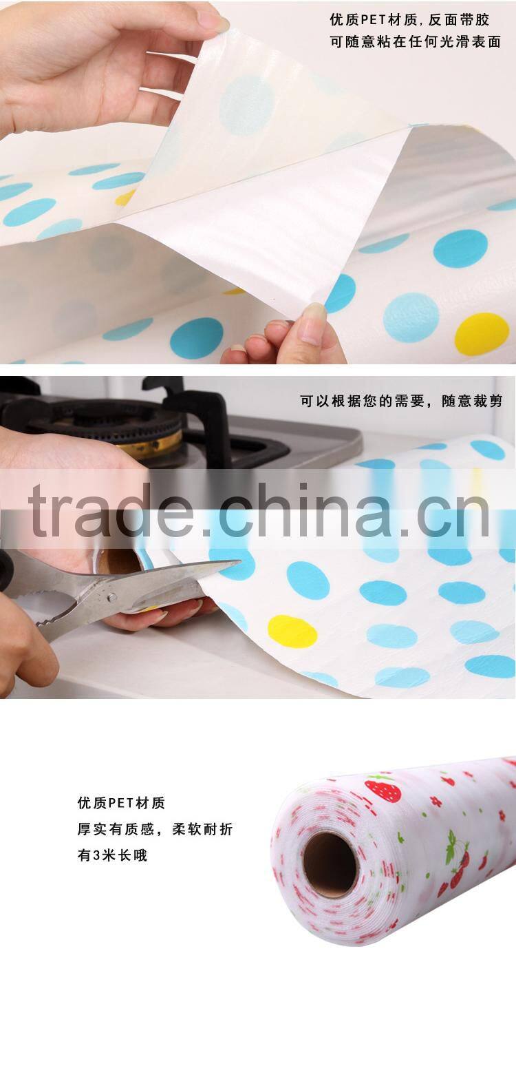 34*300 cm DIY size self-adhesive waterproof mat roll for drawer and cabinet-red dots printed