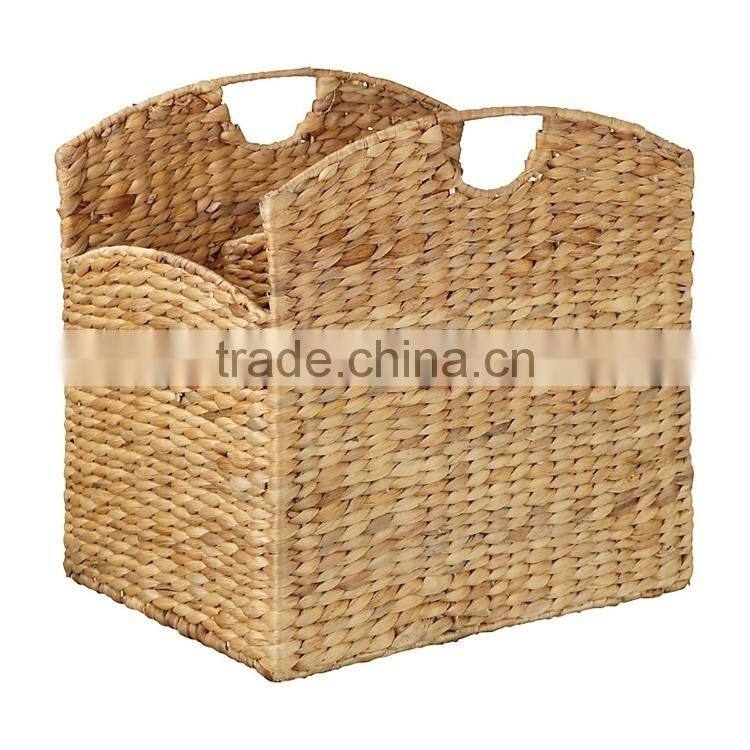 Water hyacinth woven basket with dividers trunk shaped magazine holder