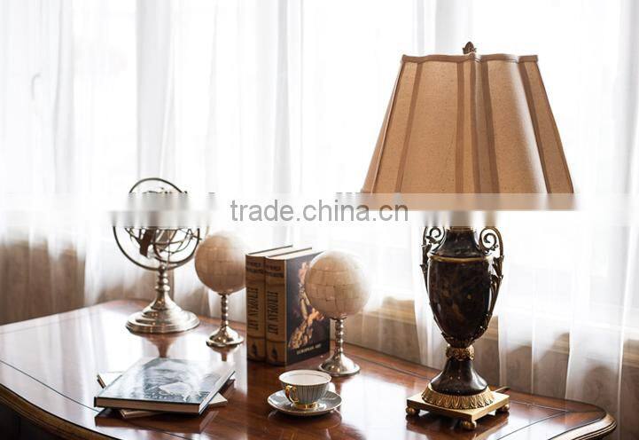 Black marble lamp body brass decoration bottom fabric lampshade table lamp