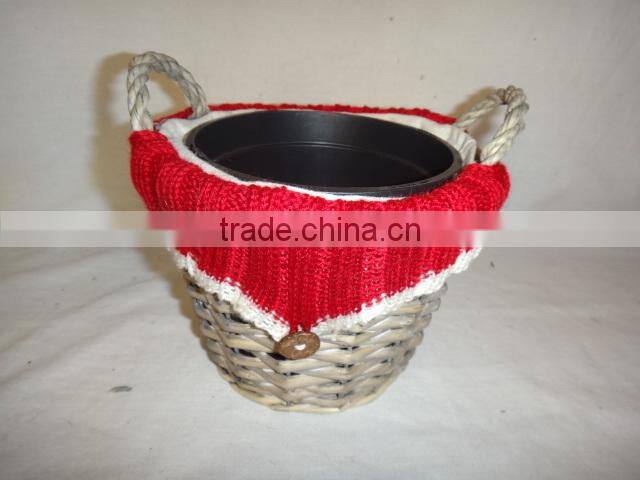 handmade plastic lined mini white wicker flower plant basket wicker decorative plant pots