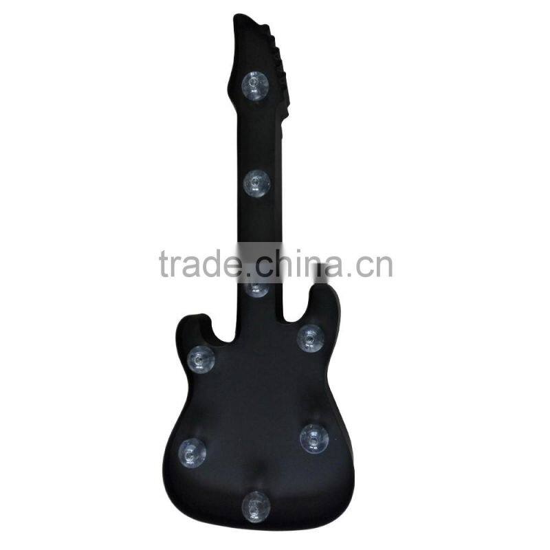 Decor Marquee Black Guitar Shaped Metal Wall Art LED