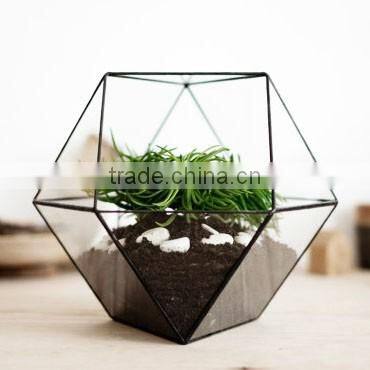 Large glass geometric terrarium container wholesale