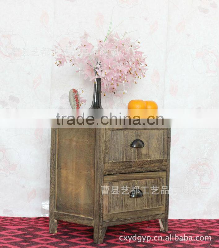 UEnjoy Shabby Chic Pair of Bedside Table Unit Wooden Cabinet 2 Drawers Nightstand Bedroom