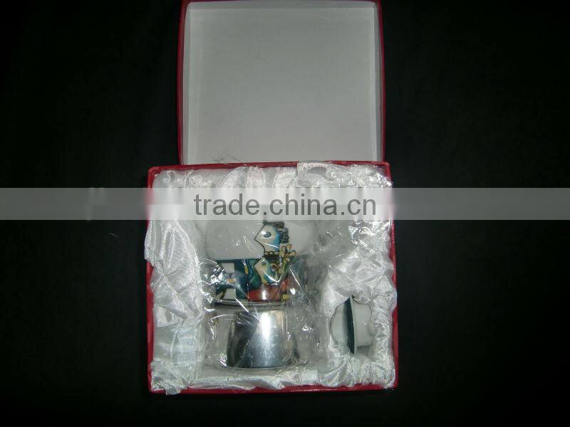 Drinkware 500ml white logo printing porcelain coffee pot set with holder