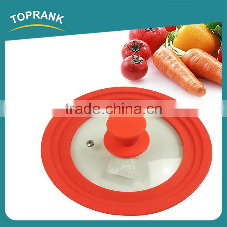 Custom size color kitchen cooking lids universal silicone edge glass pot lid