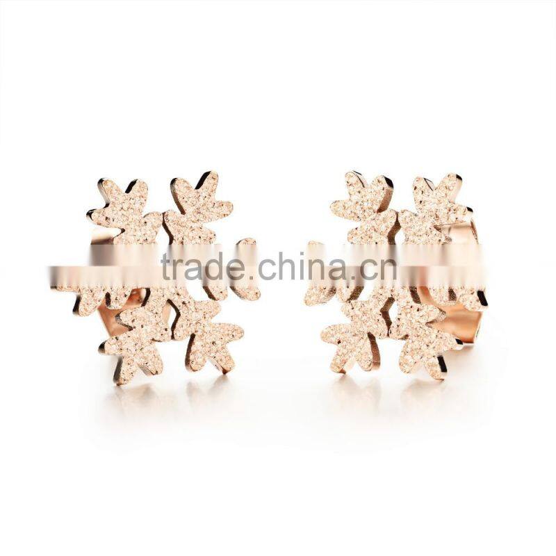 2017 New Arrival 316L Stainless Steel Snow Flower Earring Stud Earring for teens Women