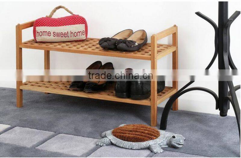 Housewares 40 x 70 x 27 cm 2 Tier Walnut Wood Shoe Rack