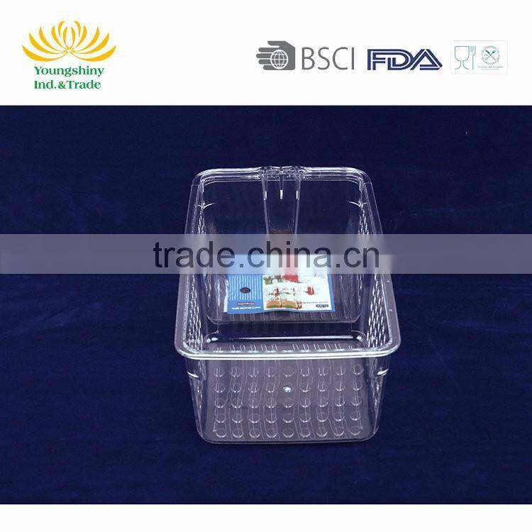 Fridge & freezer bin w/handle dish drainer rack