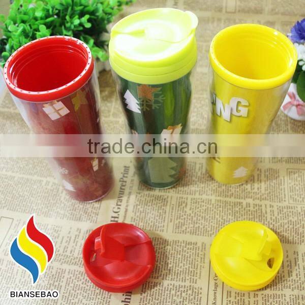 160z double-wall plastic travel mug with DIY paper insert