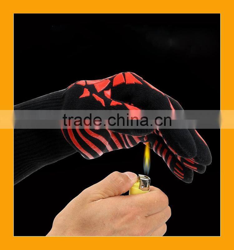 Professional Indoor Outdoor Kitchen Gloves,Premium Insulated & Silicone Lined Aramid Fiber Fire Proof Gloves