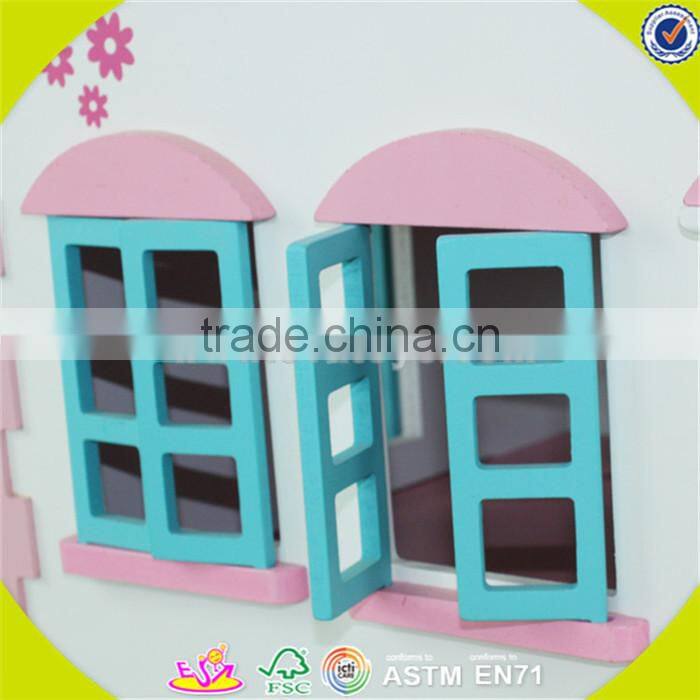 Wholesale kids beautiful wooden dollhouse miniatures fashion baby wooden dollhouse toy W06A030