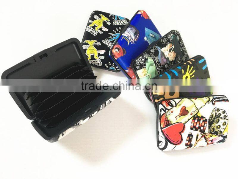 PU Leather Aluminum Wallet Business Card Holder, Credit Card Holder RFID Blocking